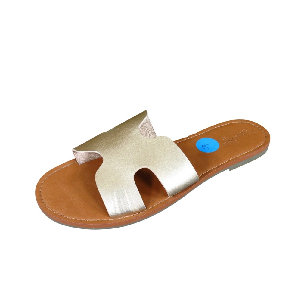 Universal Thread H-Band Womens Slide Sandals Size 9 Summer Beach Gold Metallic